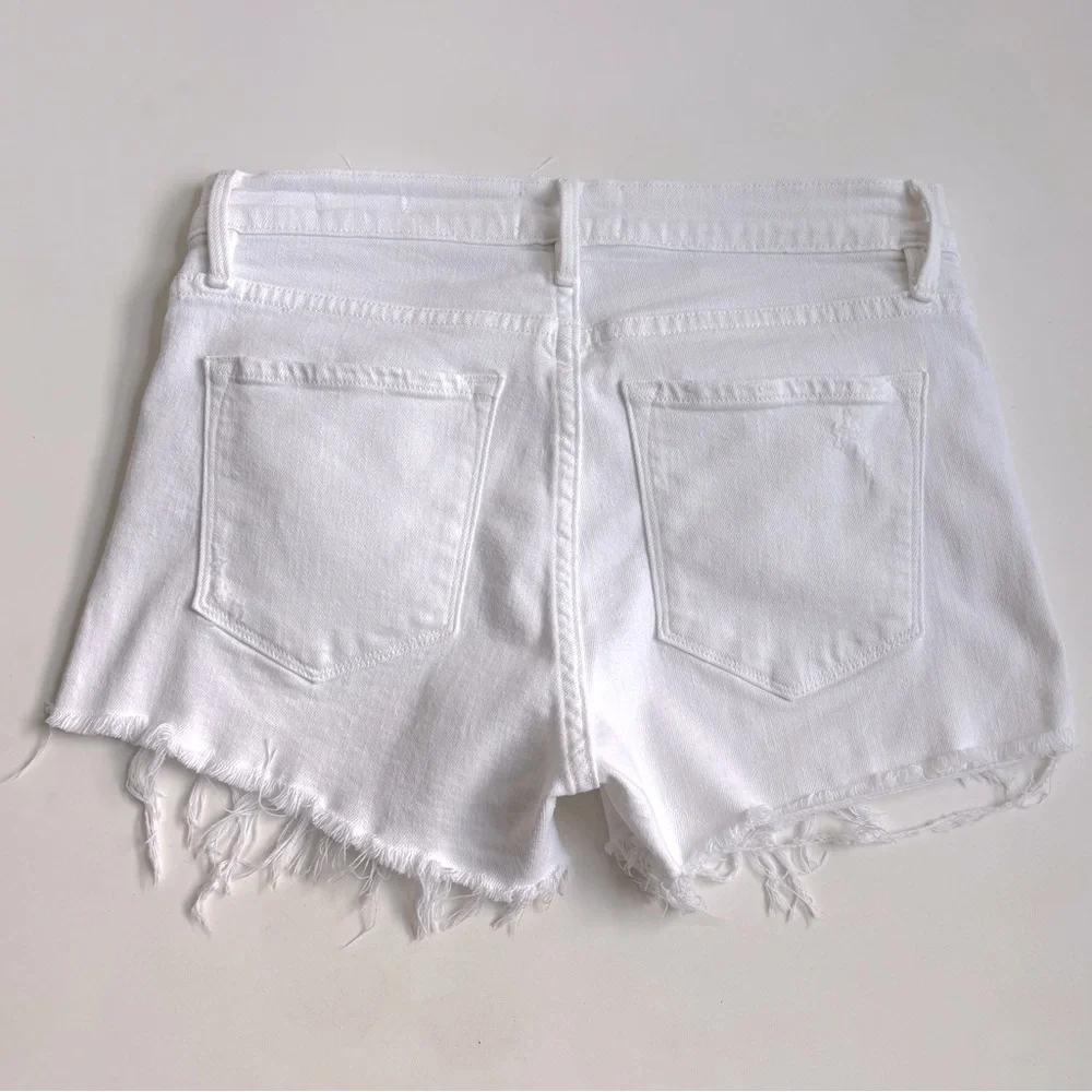 Frame Denim Le Cutoff Tulip Frayed Hem Jean Short Distressed White Blank Rookley